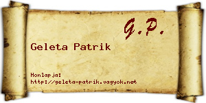 Geleta Patrik névjegykártya